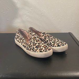 Leopard print slip on tennis shoes